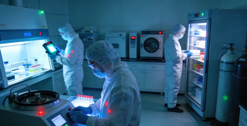基因检测实验室工作场景示意图