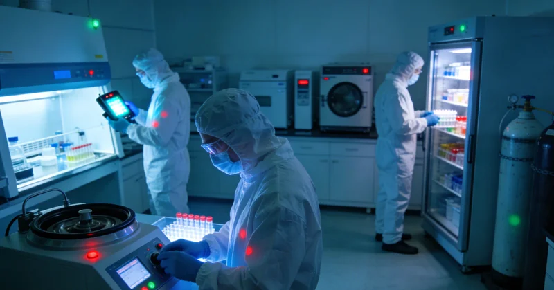专业PCR实验室内部工作场景，