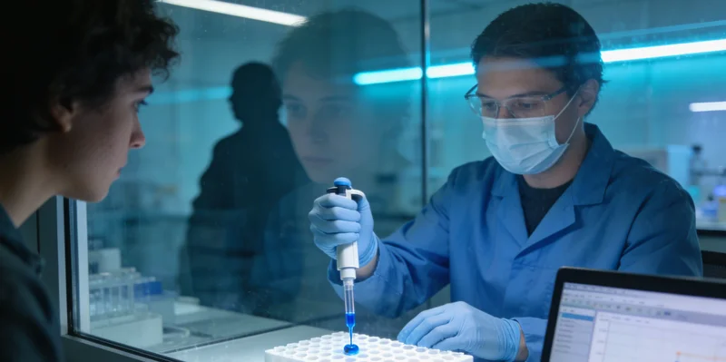 高科技基因测序设备内部工作场景