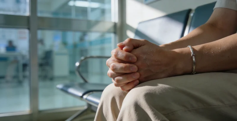 一位医生正在办公室内与患者面对