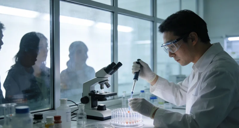 实验室内，专业技术人员正在操作