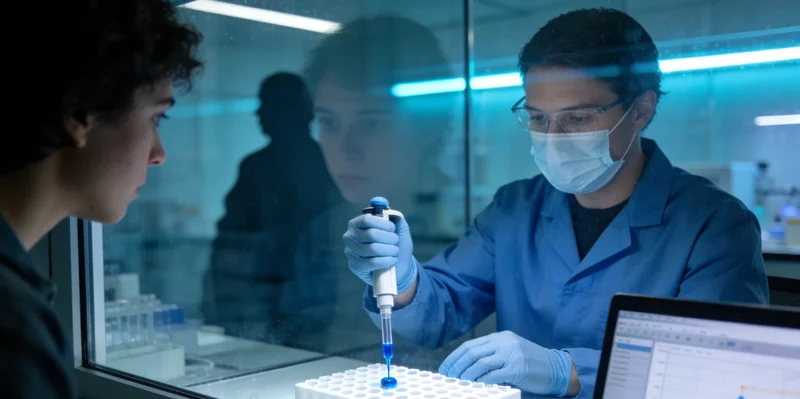 一位科研人员正在操作复杂的高通