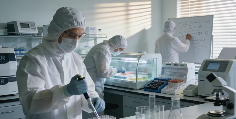 医护人员在进行样本分析