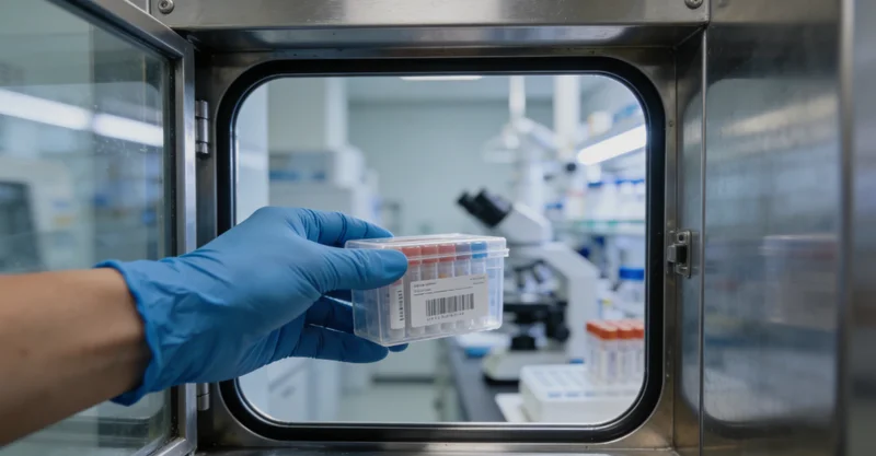 医生与患者家属共同查看并解读基因检测报告的场景