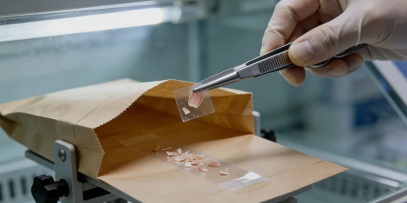 医生正在仔细查看肺部影像片,表