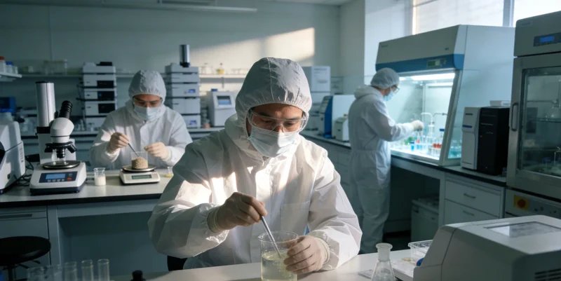 技术人员在生物安全柜内进行样本