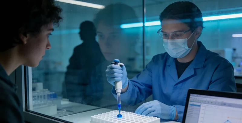 实验室技术人员正在操作高通量测