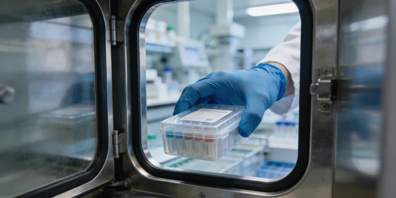 医生在办公室为患者家属解读基因检测报告