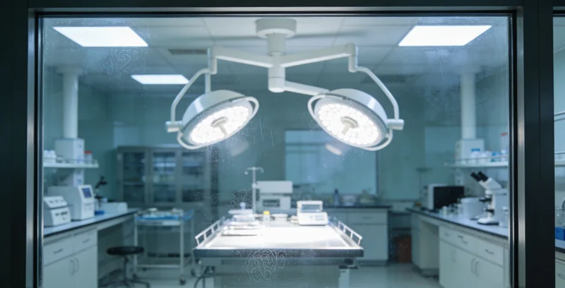 一份清晰的基因检测报告，旁边放着检测样本和实验器材