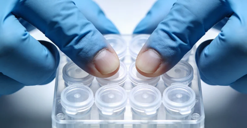 专业遗传咨询师在办公室内，正向一位女性耐心解读基因检测报告