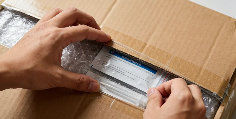 展示无创口腔拭子采样盒及样本邮