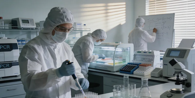 一位医生正在实验室里操作精密仪