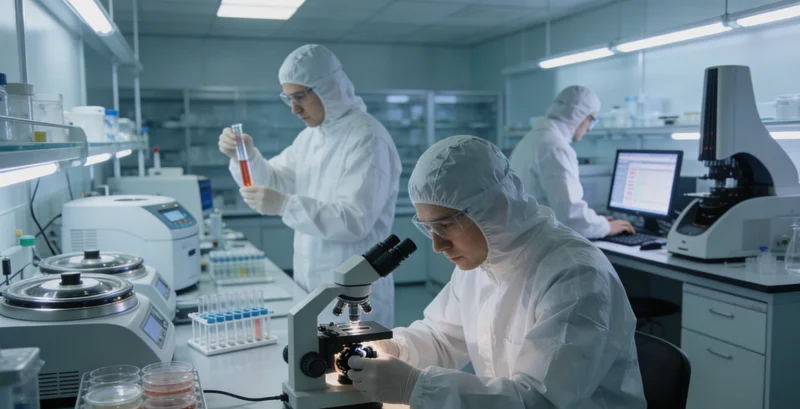 专业人士在分析基因检测报告,体