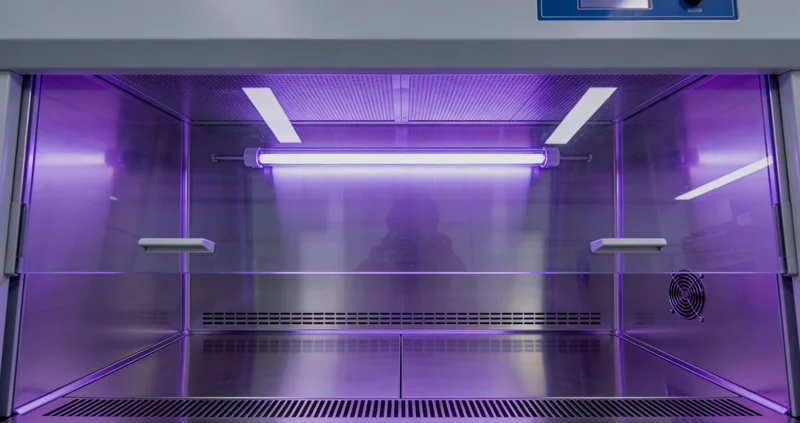 阳光穿透显微镜，象征精准诊断带