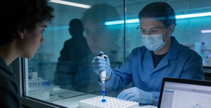 一个抽象概念图，展示医院、检验