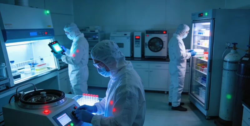 高科技实验室内的基因测序仪正在