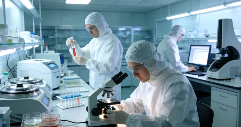 实验室技术人员操作精密仪器进行