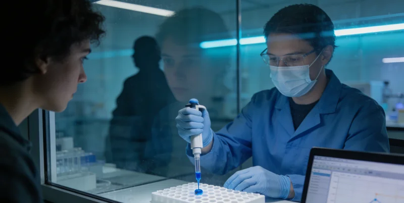 实验室技术人员正在进行PCR基