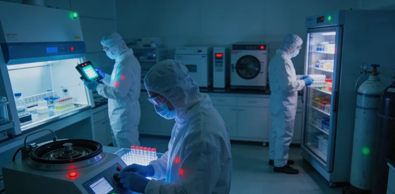 专业洁净的基因测序实验室内部,