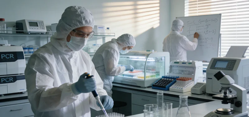 实验室中正在进行高通量测序的先