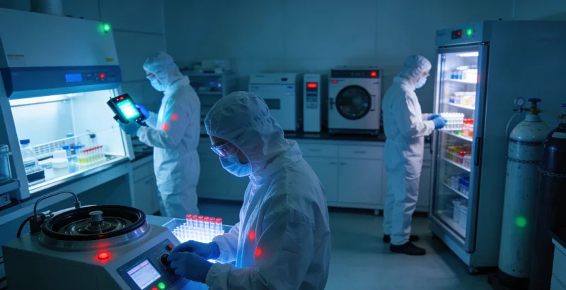 医生在办公室内认真查看电脑上的