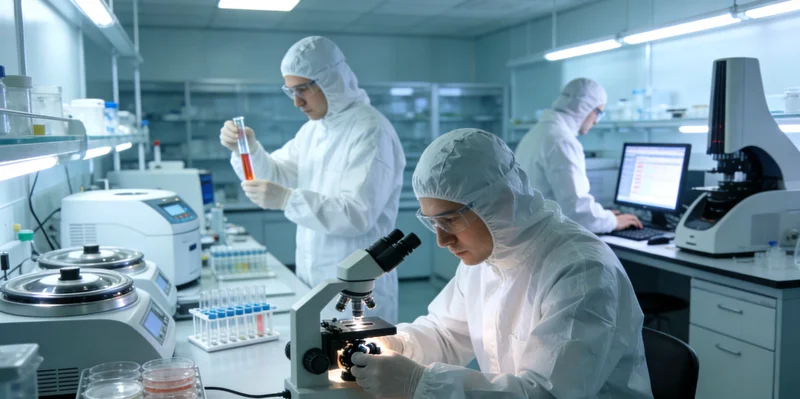 实验室技术人员在生物安全柜内进