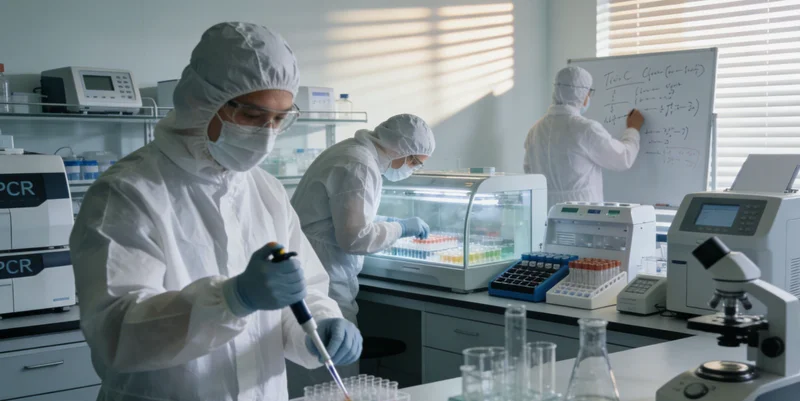 专业人员操作高通量测序仪