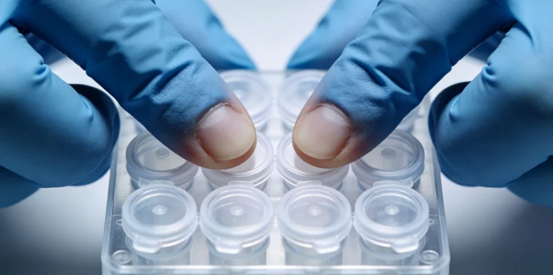 一位女士在温馨明亮的咨询室内，与专业的健康顾问一起查看并讨论基因检测报告