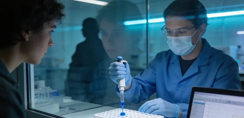 专业人员在实验室进行基因检测分析