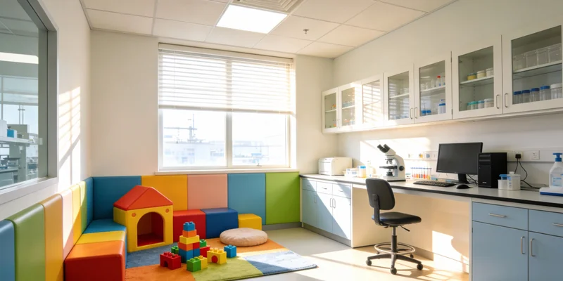 一位家长抱着生病的孩子在医院候