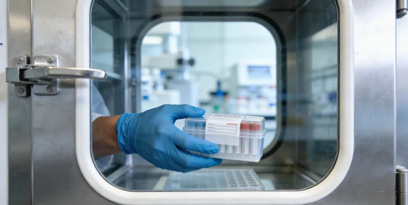 专业人员为患者家属解读脑胶质瘤基因检测报告，屏幕显示基因数据