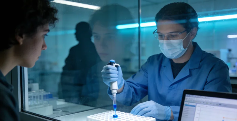 专业PCR实验室内部场景，技术