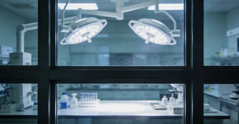 专业实验室内的基因测序仪正在运行中