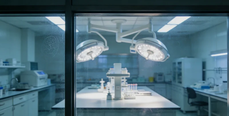 一个打开的基因检测居家采样盒特写，内含采样卡、说明书、回寄信封等物品，摆放整齐。