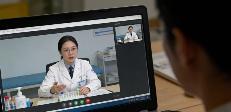 一位医生正在分析CT影像片，旁