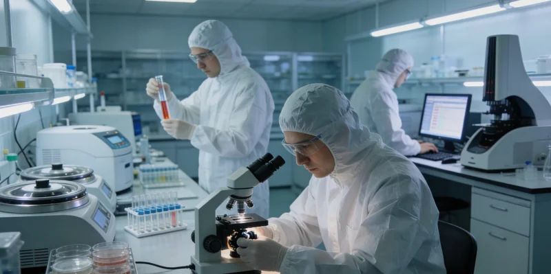 专业人员在生物安全柜内进行PC