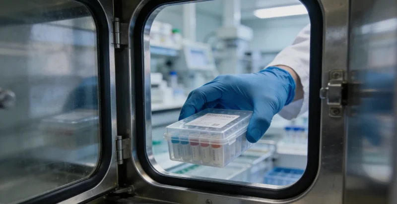 医生在诊室中，正向咨询者详细解