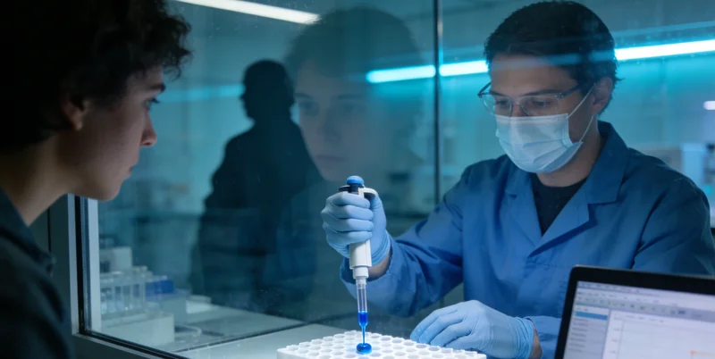 实验室人员操作基因检测精密仪器