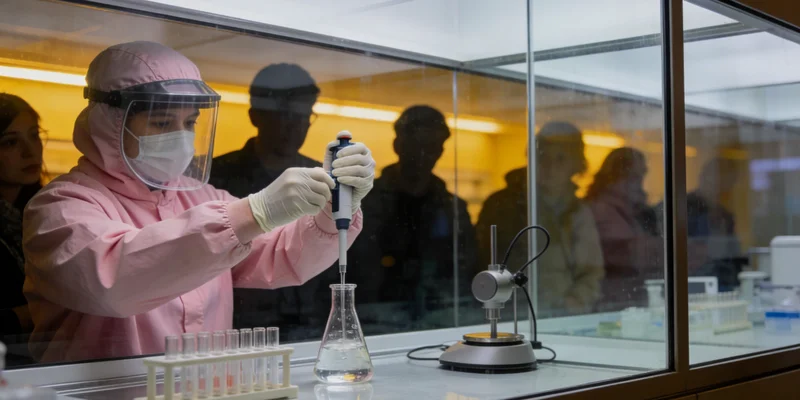 专业人士在实验室分析基因检测数据