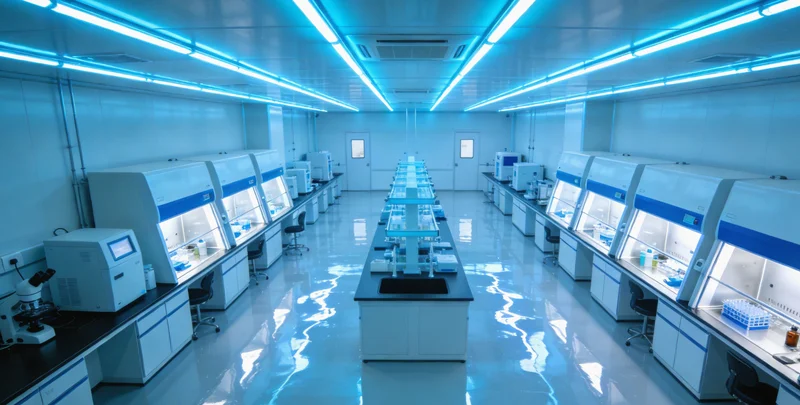 技术人员在生物安全柜内处理检测