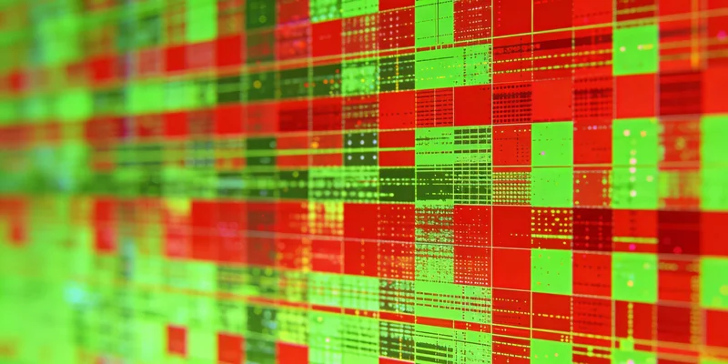 电脑屏幕上显示着彩色的基因序列