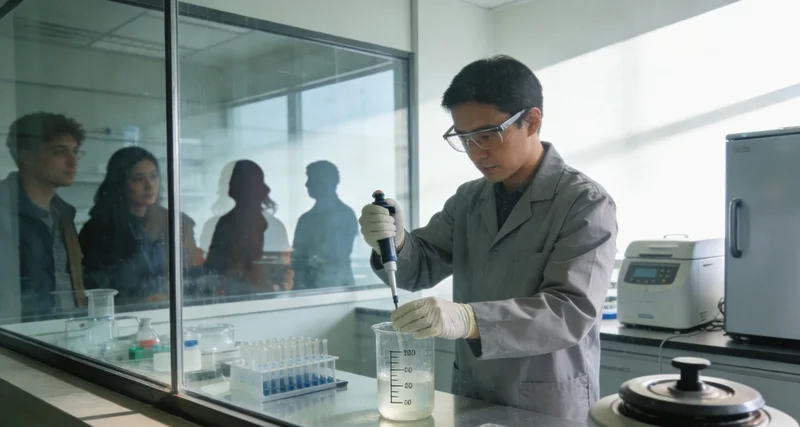 医生进行胸腔穿刺操作和实验室人