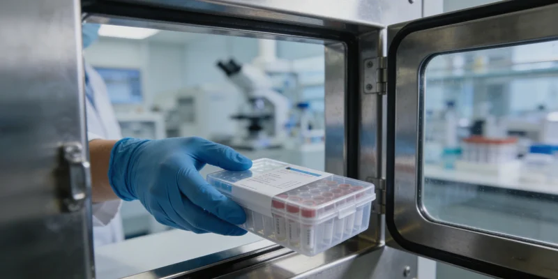 医生与患者家属讨论基因检测报告示意图