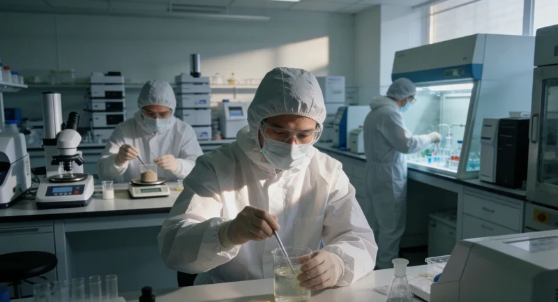 专业实验室人员操作高通量测序仪