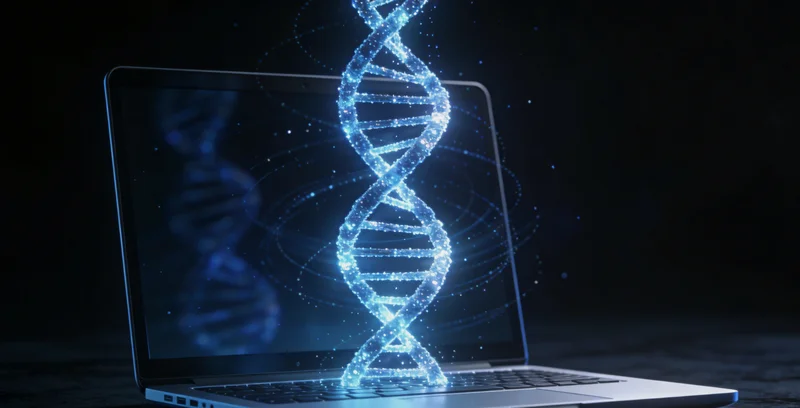 象征基因检测的DNA双螺旋结构科技抽象图