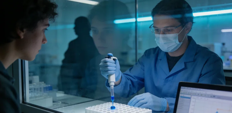 实验室技术人员正在操作PCR仪