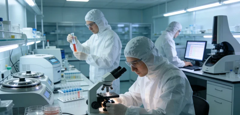 汉中本地专业医疗实验室内景，展示先进的检测设备