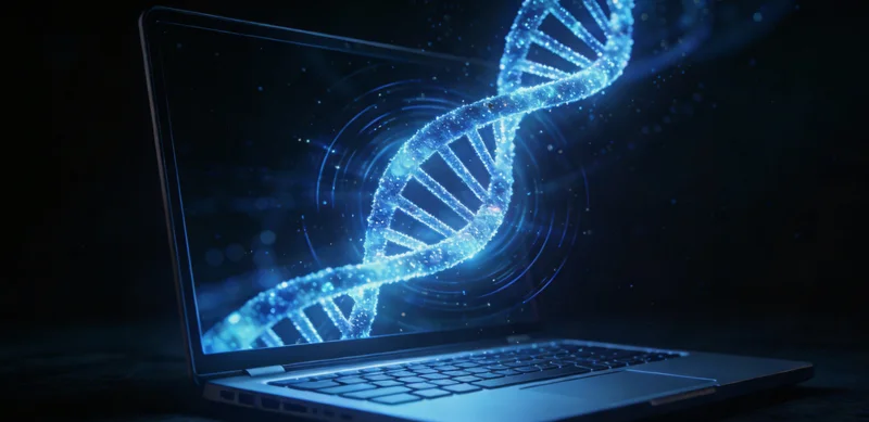 基因检测与人工智能结合概念图