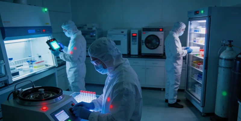 专业实验室人员操作精密仪器进行