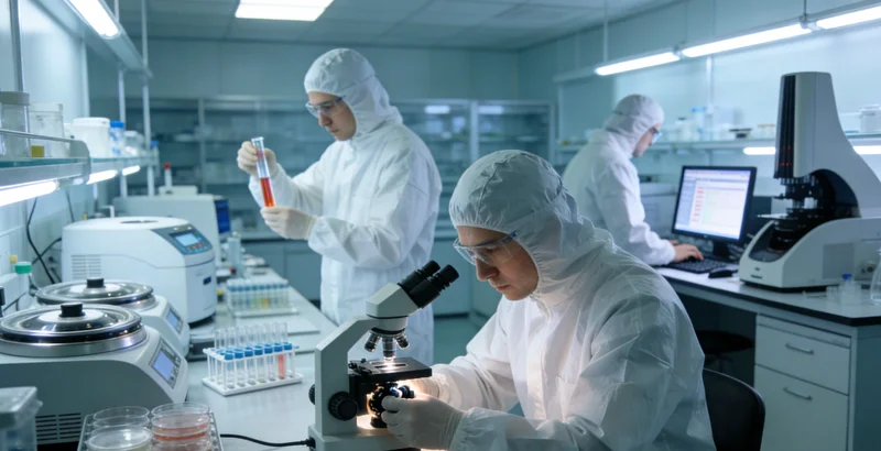 实验室技术人员进行基因测序准备